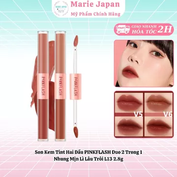 Son Kem Tint Hai Đầu PINKFLASH Duo 2 Trong 1 Nhung Mịn Lì Lâu Trôi L13 2.8g