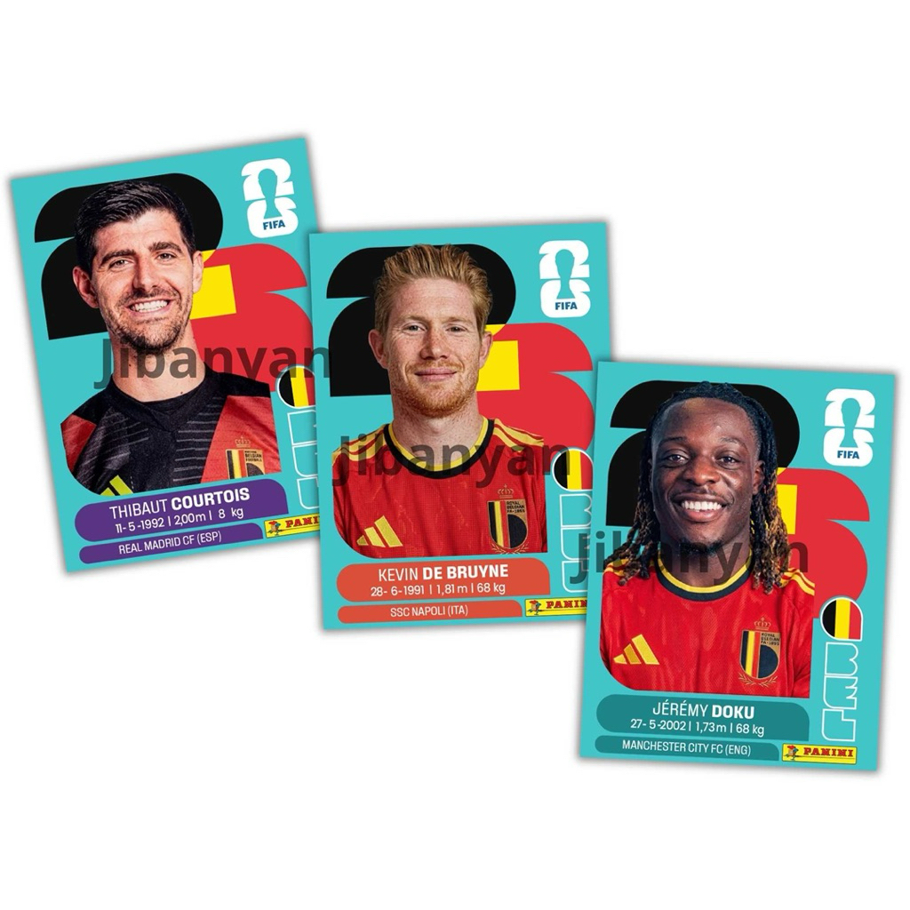 Thẻ cầu thủ bóng đá Belgium World Cup 2026