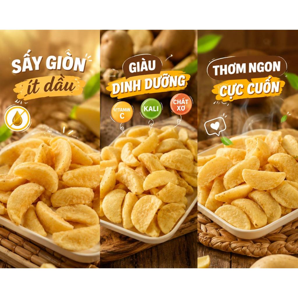 COMBO 5 gói Khoai tây sáy giòn Wakamono Organic thái miếng vị mật ong 60gam/gói, ăn vặt siêu ghiền