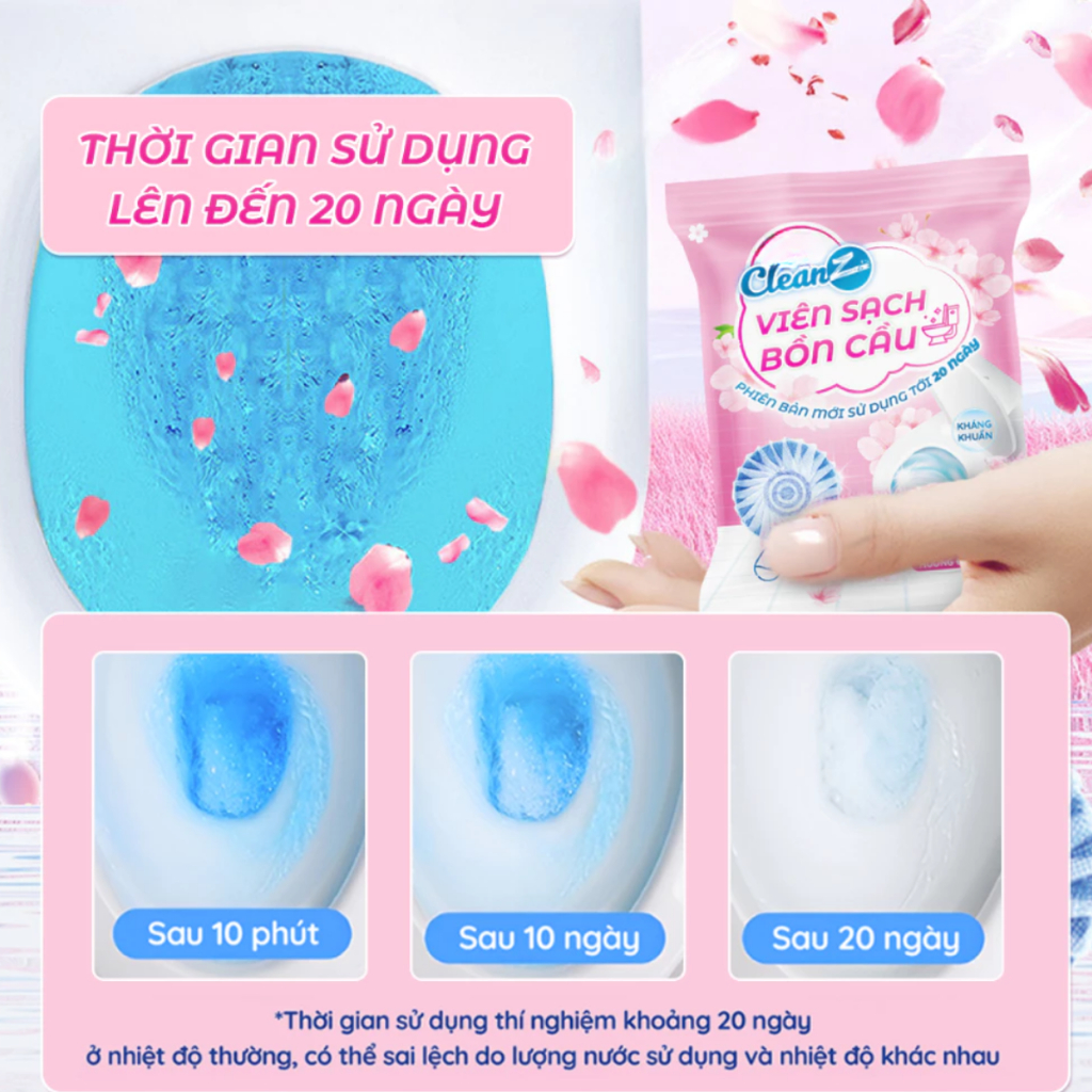 Viên thả bồn cầu CleanZ 50g làm sạch hoàn toàn những vết bẩn ố vàng khử mùi hôi khó chịu trong toilet