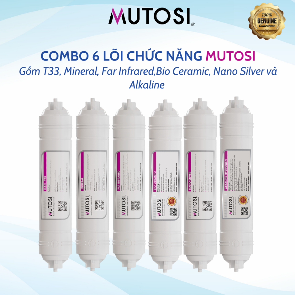 Combo 6 Lõi Chức Năng Mutosi Chính Hãng Bổ Sung Khoáng Chất Và Cân Bằng PH Cho Nước