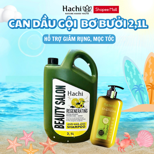 Can Dầu gội 2.1L kèm chai xả 350ml chiết xuất bơ bưởi Hachi Regenerating hỗ trợ giảm rụng, mọc tóc | BigBuy360 - bigbuy360.vn