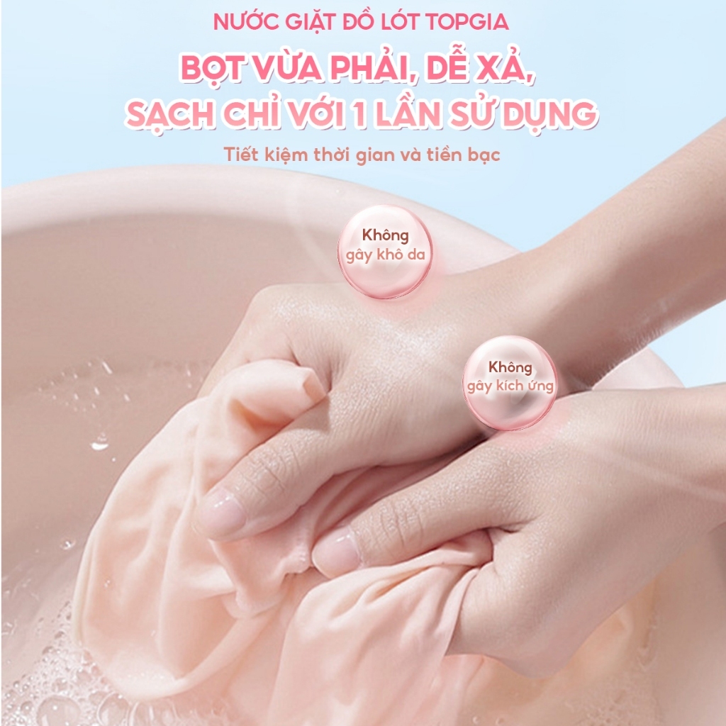 Nước Giặt Đồ Lót Sinh Học TopGia Khử Mùi Kháng Khuẩn 99% An Toàn Với Da Nhạy Càm, Chai 520ml