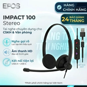Tai nghe khử tiếng ồn IMPACT 100 MS STEREO USB C+A Hiệu EPOS, Mic lọc ồn, Bảo vệ thính giác[Hỏa tốc]