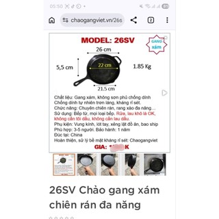 26SV Chảo gang xám đa năng
