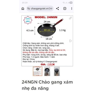 24NGN Chảo gang xám nhẹ đa năng
