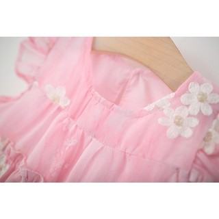 Váy chữ A dáng babydoll xòe tầng thời trang bé gái mùa hè tơ thêu hoa xinh xắn D1339 Bí Ngô Nhỏ