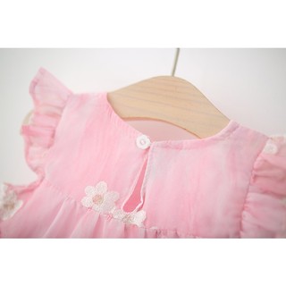 Váy chữ A dáng babydoll xòe tầng thời trang bé gái mùa hè tơ thêu hoa xinh xắn D1339 Bí Ngô Nhỏ
