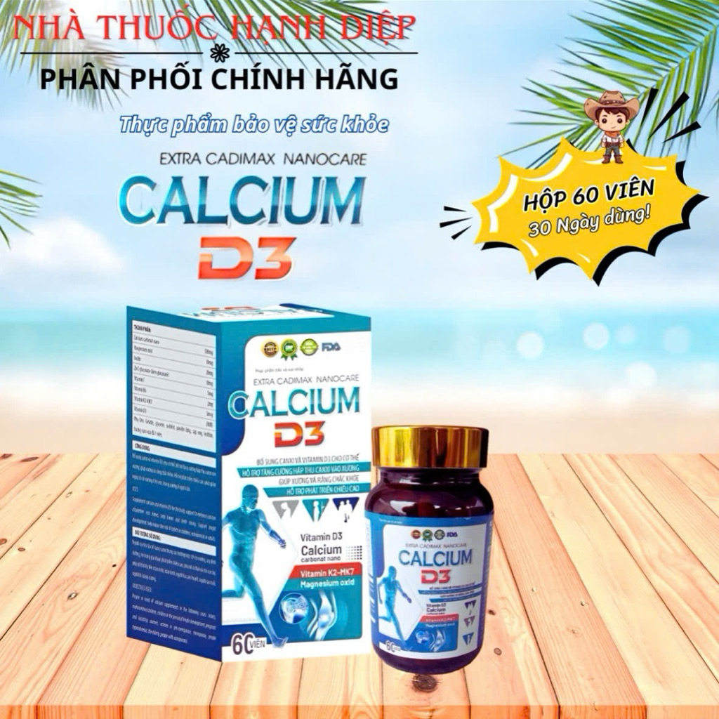 Viên uống tăng chiều cao CALCIUM D3 bổ sung Canxi, giúp tăng chiều cao từ 8 > 25 tuổi- Hộp 60 viên dùng 1 tháng