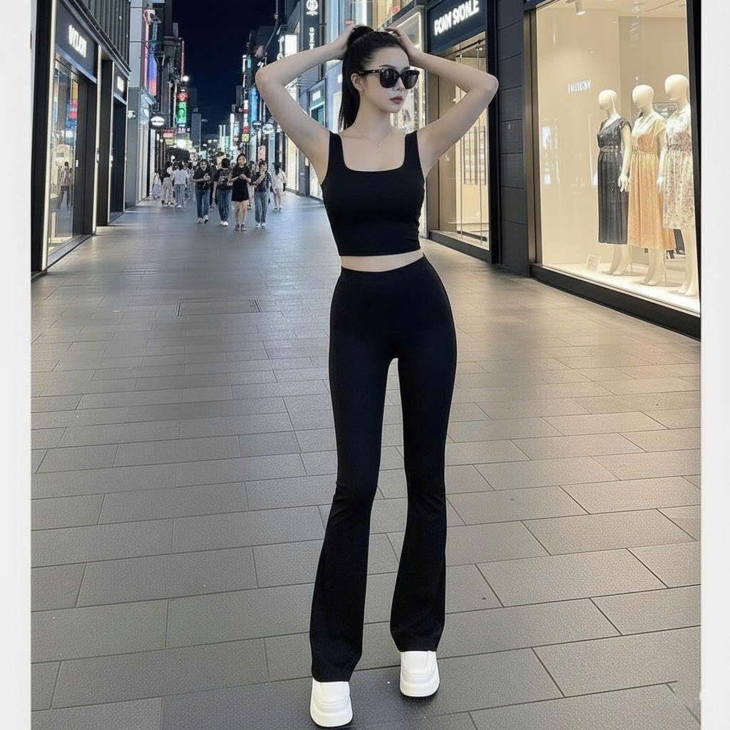 Bộ thể thao nữ, set nhảy quần loe mix áo bra, set tập gym, yoga, aerobic nữ, nhảy dance...