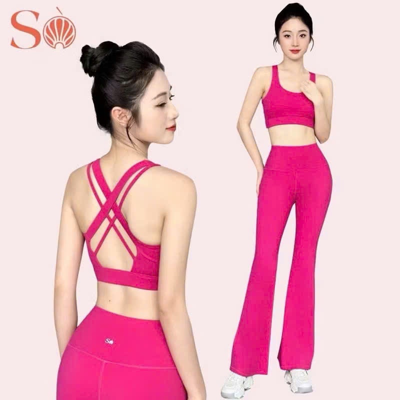 Bộ thể thao nữ, set nhảy quần loe mix áo bra, set tập gym, yoga, aerobic nữ, nhảy dance...