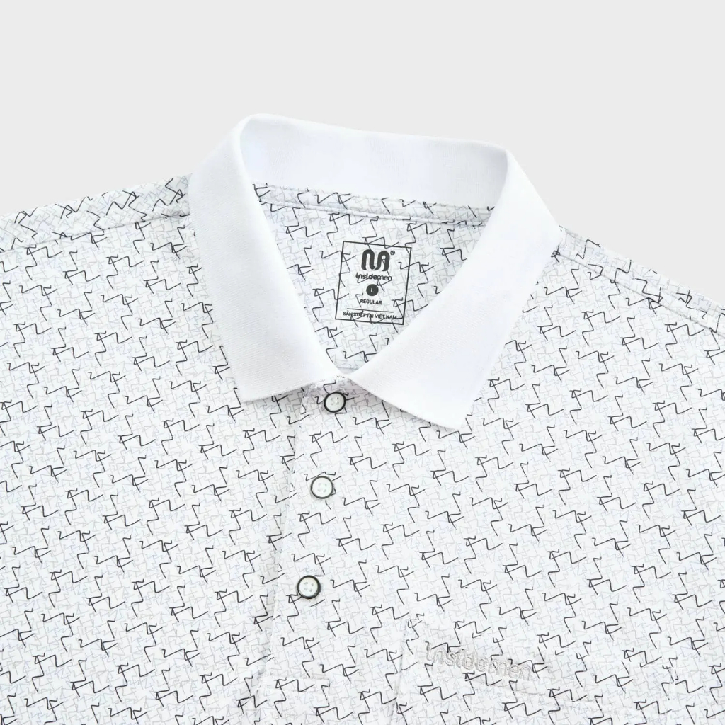 Áo Polo Nam Insidemen Regular Polyester họa tiết độc đáo, vải co giãn IPS246AS0