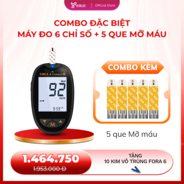 [YSALUS] Combo Cực Hời Máy Đo 6 Chỉ Số Tại Nhà + 5 Que Mỡ Máu + 10 Kim Vô Trùng