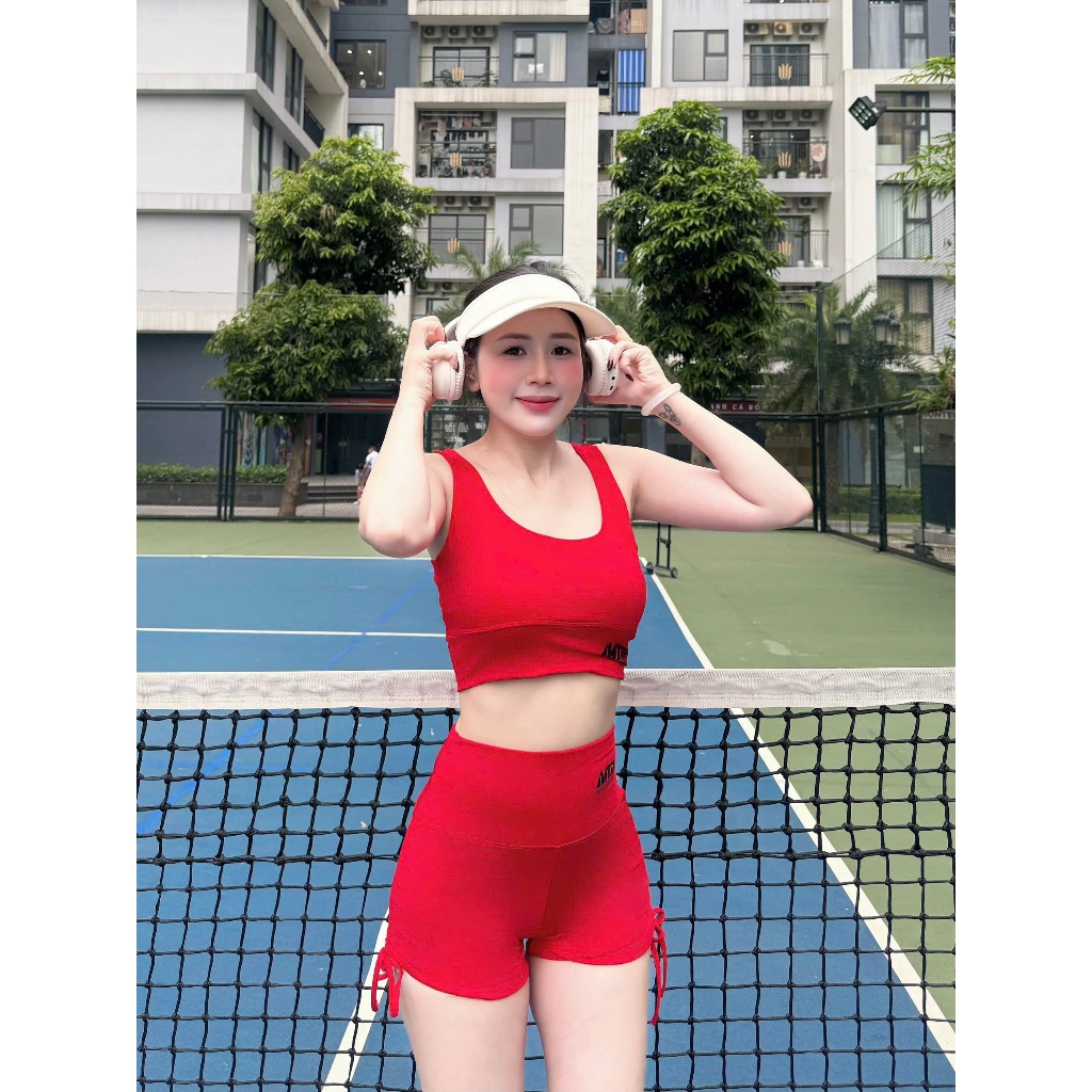 Bộ thể thao nữ, bộ tập gym, yoga, aerobic, quần rút sườn mix áo bra MTR, nâng mông che khuyết điểm.