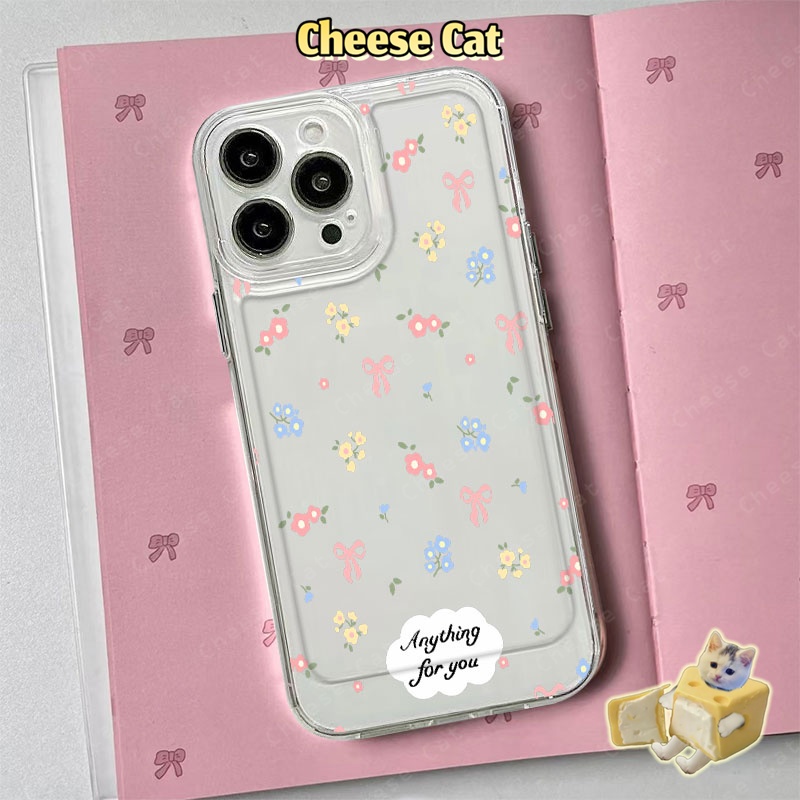 Nơ hồng và hoa Ốp lưng tương thích với iPhone X 11 12 13 14 15 16 17 Pro Max 7 8 Plus SE Ốp bảo vệ mềm TPU trong suốt