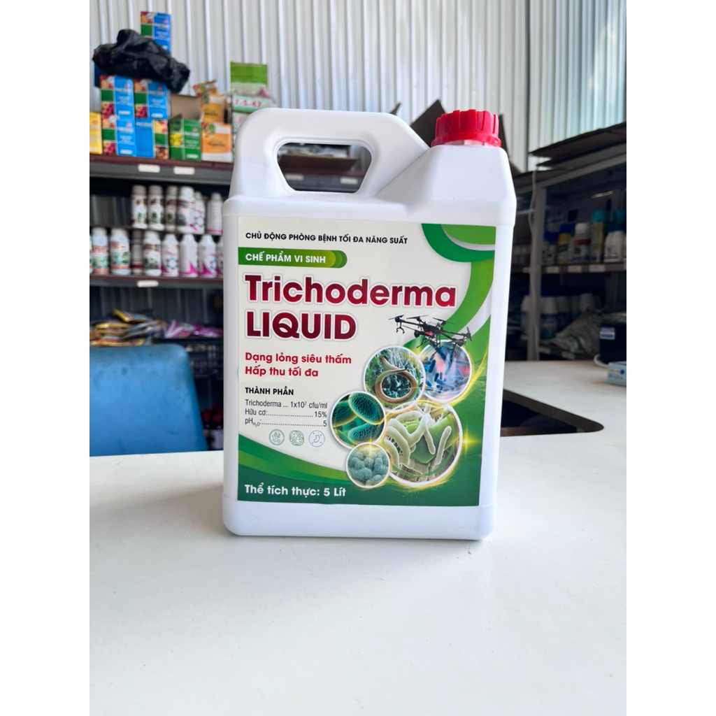 Chế phẩm Trichoderma Can 5lít- Phòng héo xanh, lở cổ rễ, vàng lá thối rễ, Ủ phân hữu cơ