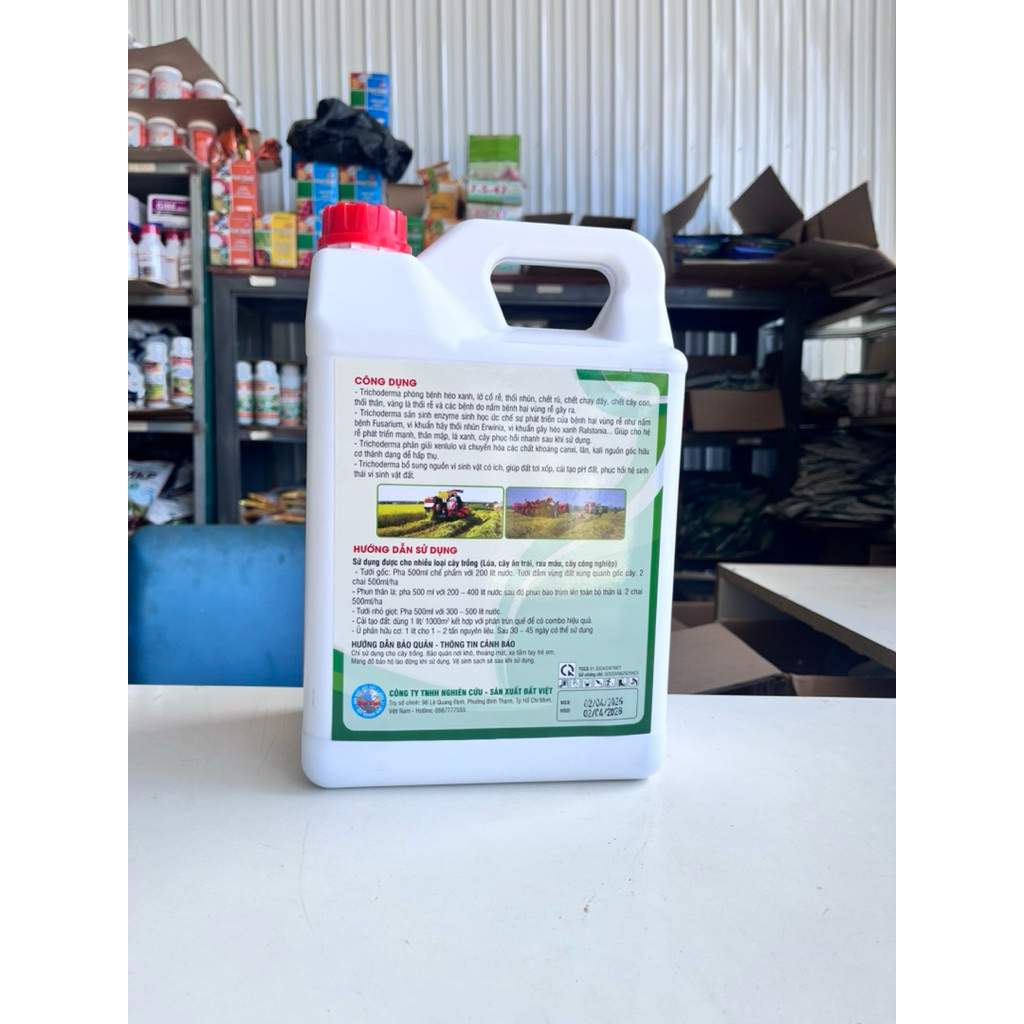 Chế phẩm Trichoderma Can 5lít- Phòng héo xanh, lở cổ rễ, vàng lá thối rễ, Ủ phân hữu cơ