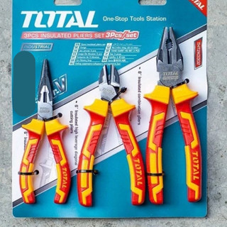 Kềm cách điện TOTAL 1000V, thép CR-V cao cấp, cách điện an toàn, dùng cho thợ điện – công trình – sửa chữa DNTT