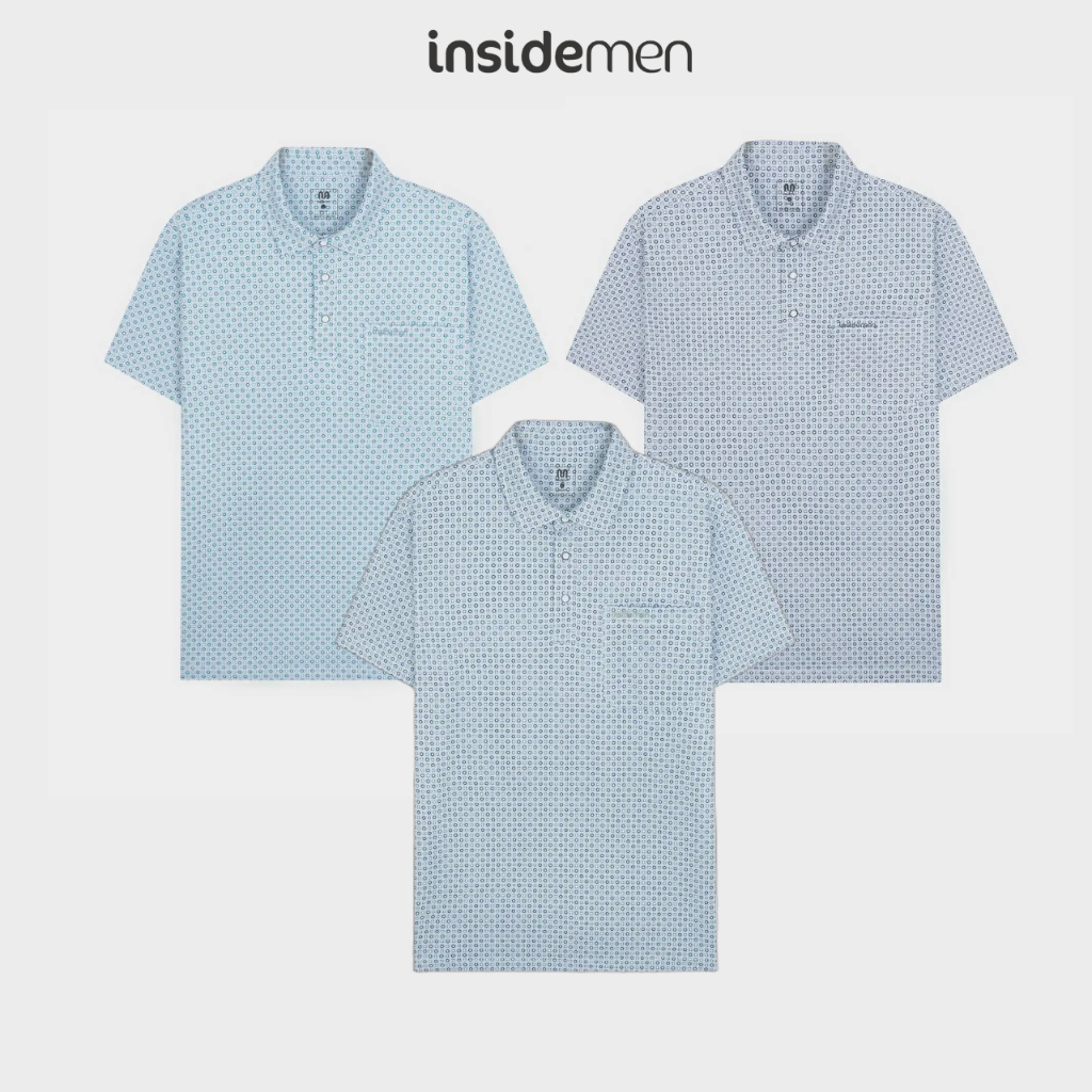 Áo Polo Nam Insidemen Regular họa tiết in tràn áo, dáng suông, co giãn nhẹ IPS245AS0