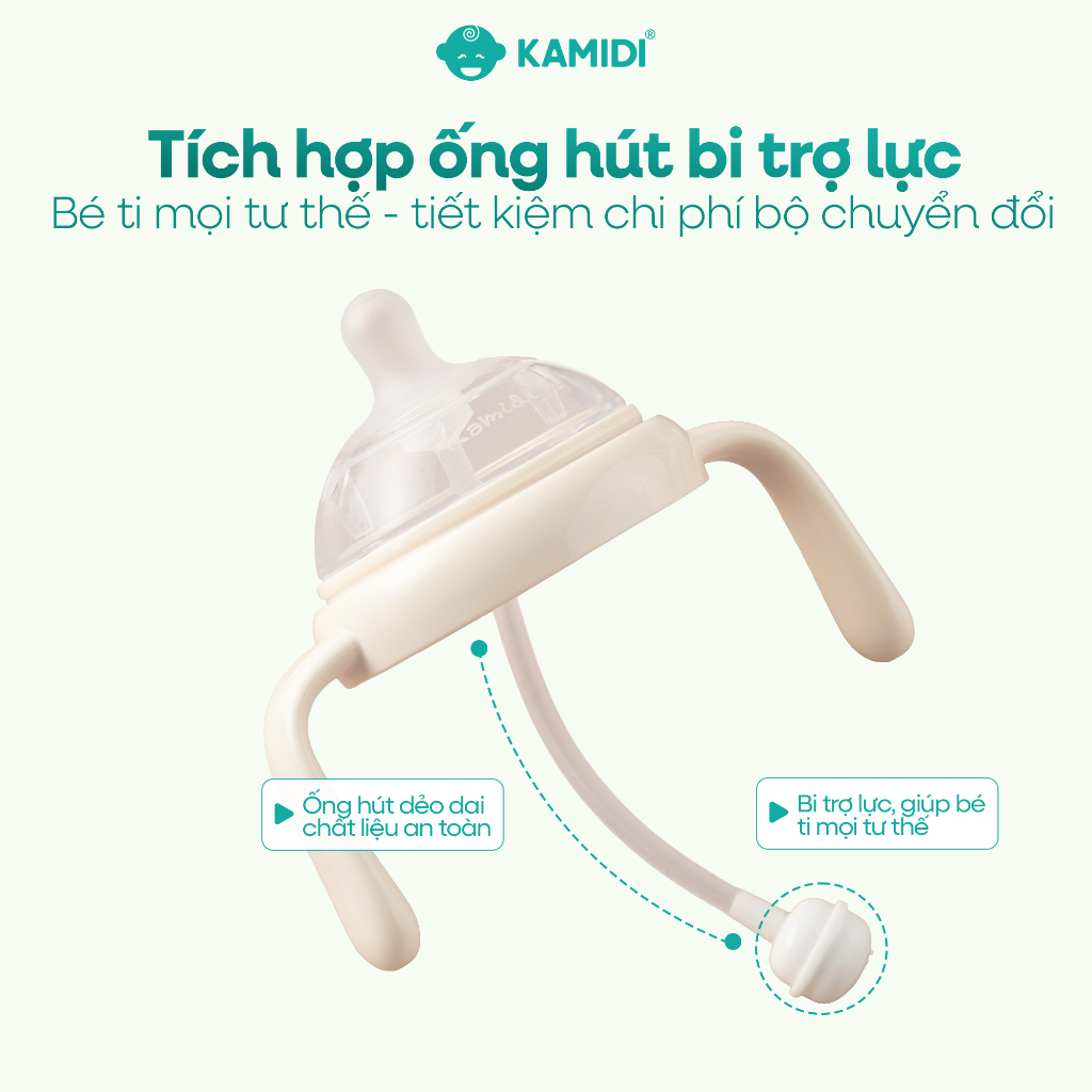 Bình Sữa Kamidi PPSU GEN 2 Nâng Cấp Núm Mềm Mô Phỏng Hoàn Hảo Ti Mẹ Tích Hợp Vạch Báo Nóng