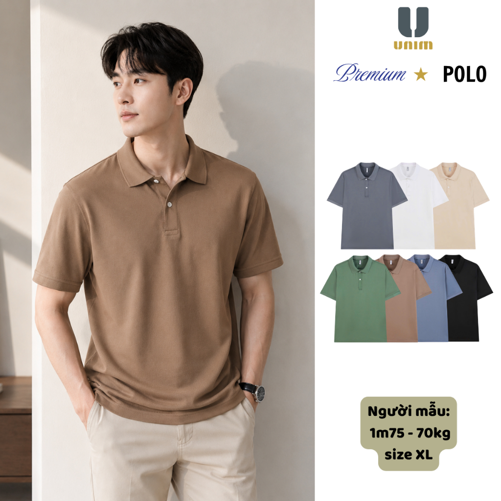 Áo Polo Trơn Unim Fashion Chất Liệu Cá Sâu Poly Chống Nhăn Không Phai Form Xuông Nam Nữ