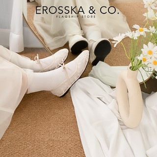 [EROSSKA] - Giày đế bằng lười thêu hoa phong cách giày lười kiểu dáng basic thời trang màu kem - EL129
