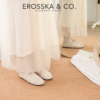 [EROSSKA] - Giày đế bằng lười thêu hoa phong cách giày lười kiểu dáng basic thời trang màu kem - EL129