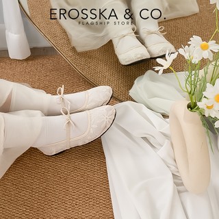 [EROSSKA] - Giày đế bằng lười thêu hoa phong cách giày lười kiểu dáng basic thời trang màu kem - EL129