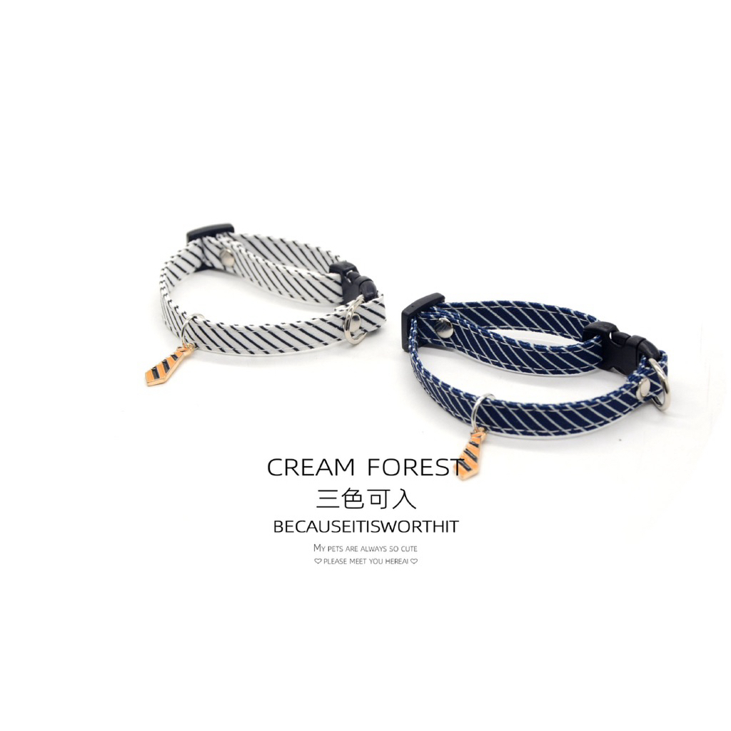 Vòng Cổ Cho Chó Mèo Charm Cà Vạt Phong Cách - Vòng Cổ Thú Cưng Khóa Bấm An Toàn, Cao Cấp Cream Forest