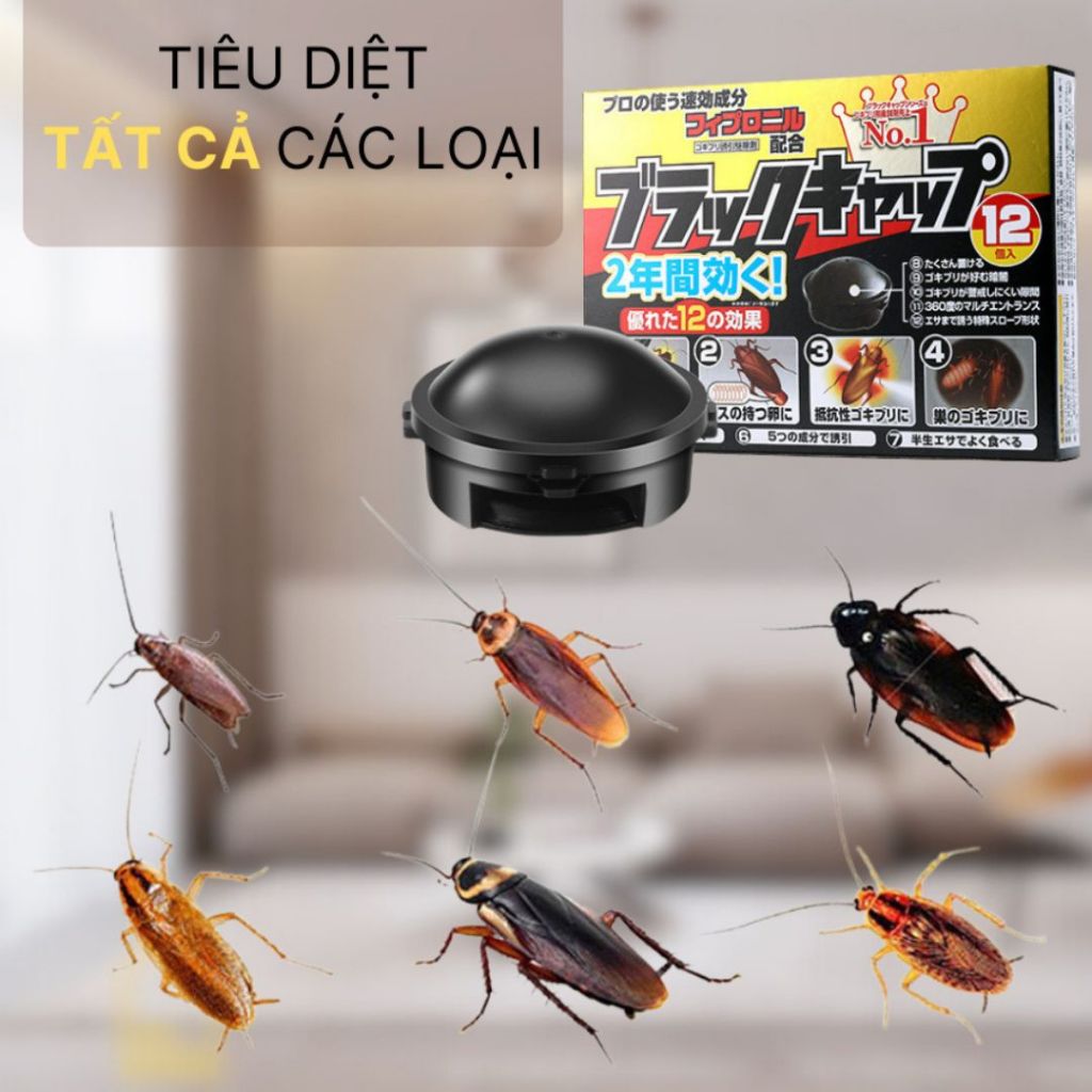 Hộp Bả Gián 12 Viên ALO HOME, Hộp Diệt Gián Dạng Viên Tiện Lợi Cho Gia Đình, Bẫy Gián Hộp Đen