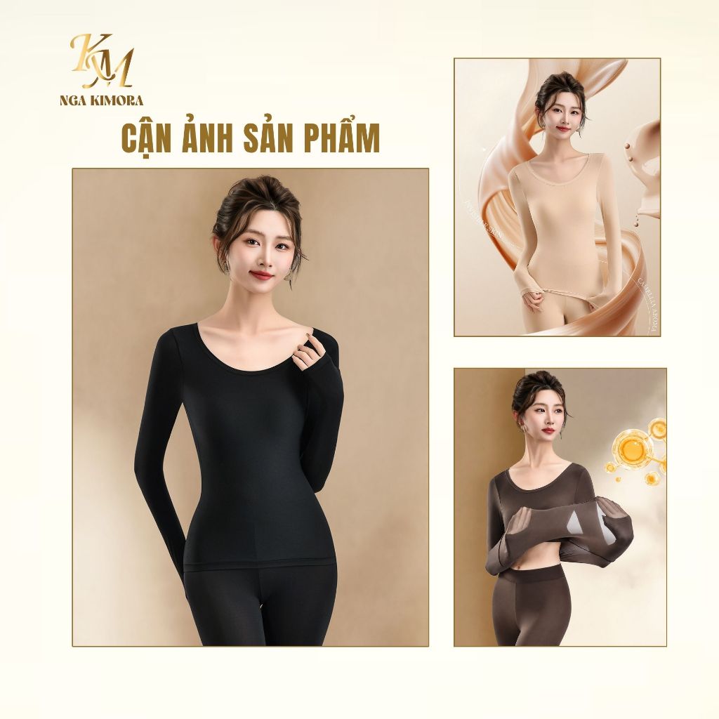 Bộ đồ bộ quần áo  lót định hình dài tay siêu mỏng, co giãn cao, ấm áp cho mùa thu đông dành cho nữ.