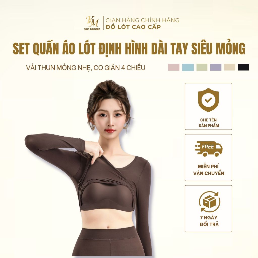 Bộ đồ bộ quần áo  lót định hình dài tay siêu mỏng, co giãn cao, ấm áp cho mùa thu đông dành cho nữ.
