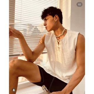 Sơmi cổ V đan dây - Clean Shirt ngắn- Minimal style