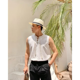 Sơmi cổ V đan dây - Clean Shirt ngắn- Minimal style