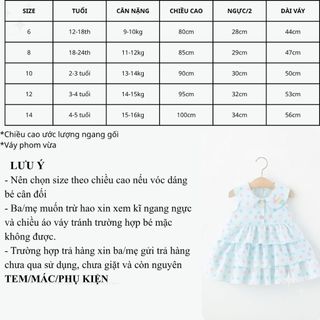 Váy bé gái sát nách màu xanh chấm bi xòe tầng tai thỏ thời trang bé gái mùa hè style Hàn D1326