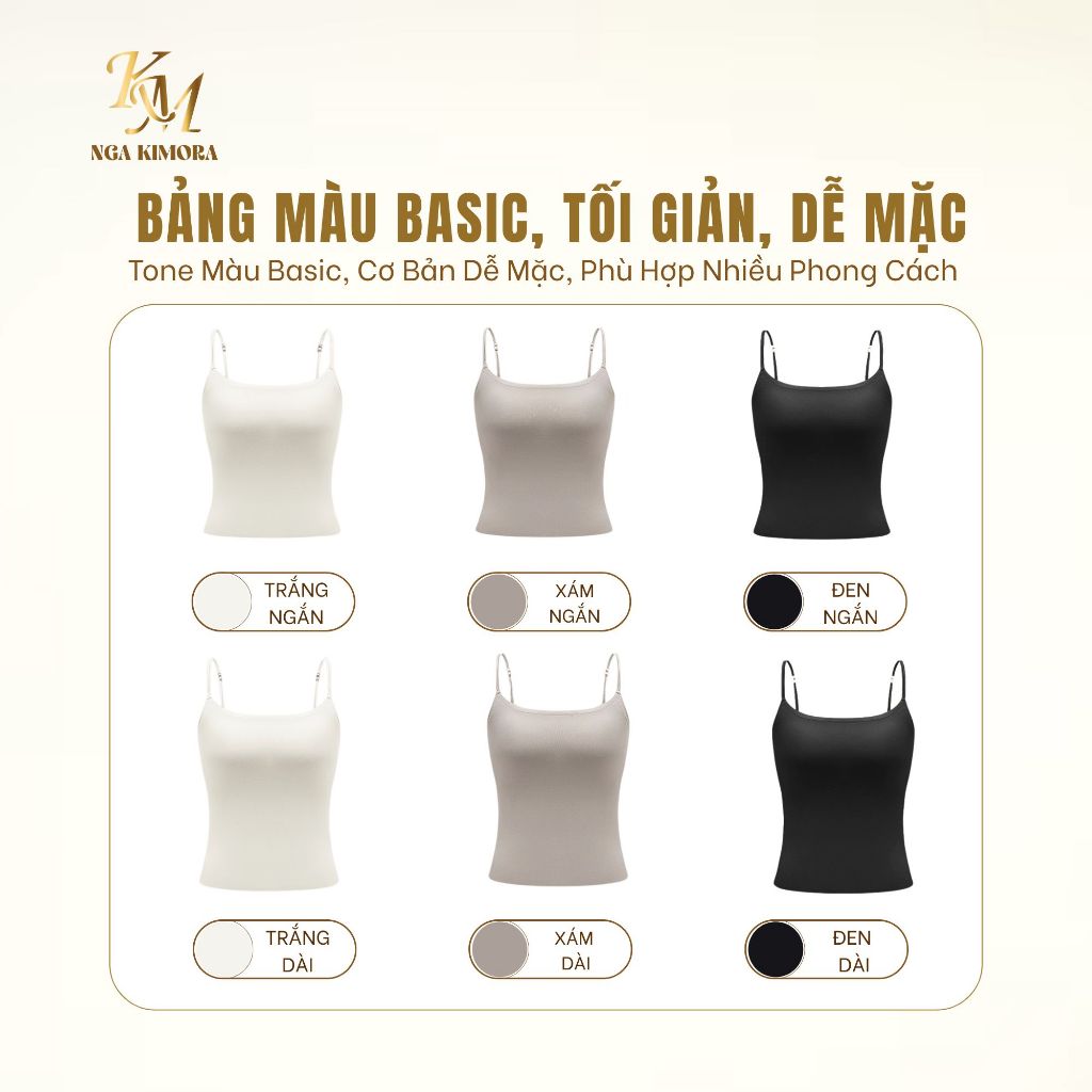 Áo hai dây đính ngọc trai thoáng mát, mỏng nhẹ, có sẵn đệm mút không cần mặc áo ngực