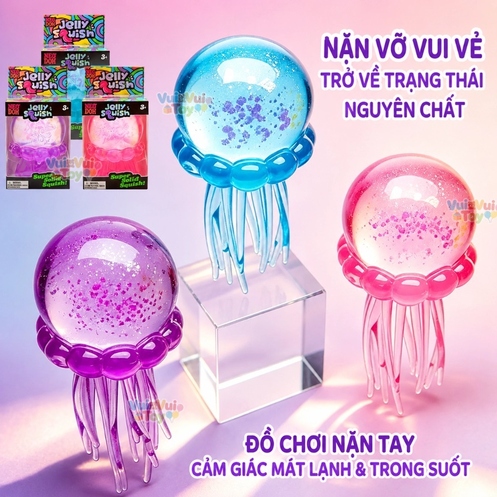 Đồ Chơi Bóp Bóp Giảm Stress Hình Sứa - Nhũ Lấp Lánh Siêu Mềm