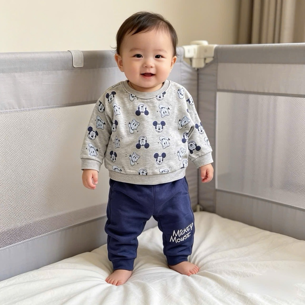 Set nỉ bông bé trai bé gái C4455 xuất dư hoạ tiết hoạt hình ngộ nghĩnh – đồ trẻ em 9-18 tháng (8-13kg)