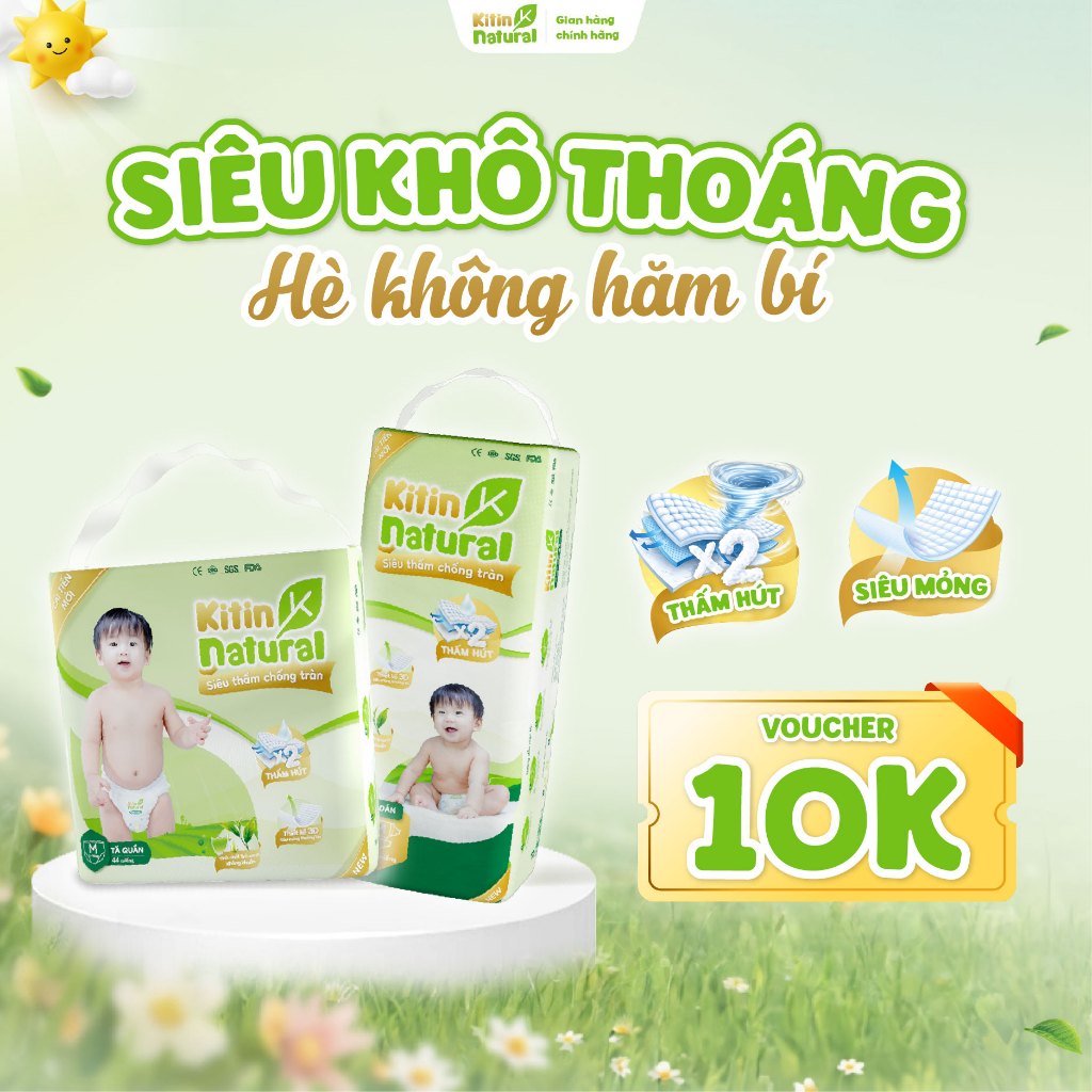 [VOUCHER 10K] Tã/Bỉm quần/dán Kitin Natural size M44/L40/XL38/XXL36/XXXL34
