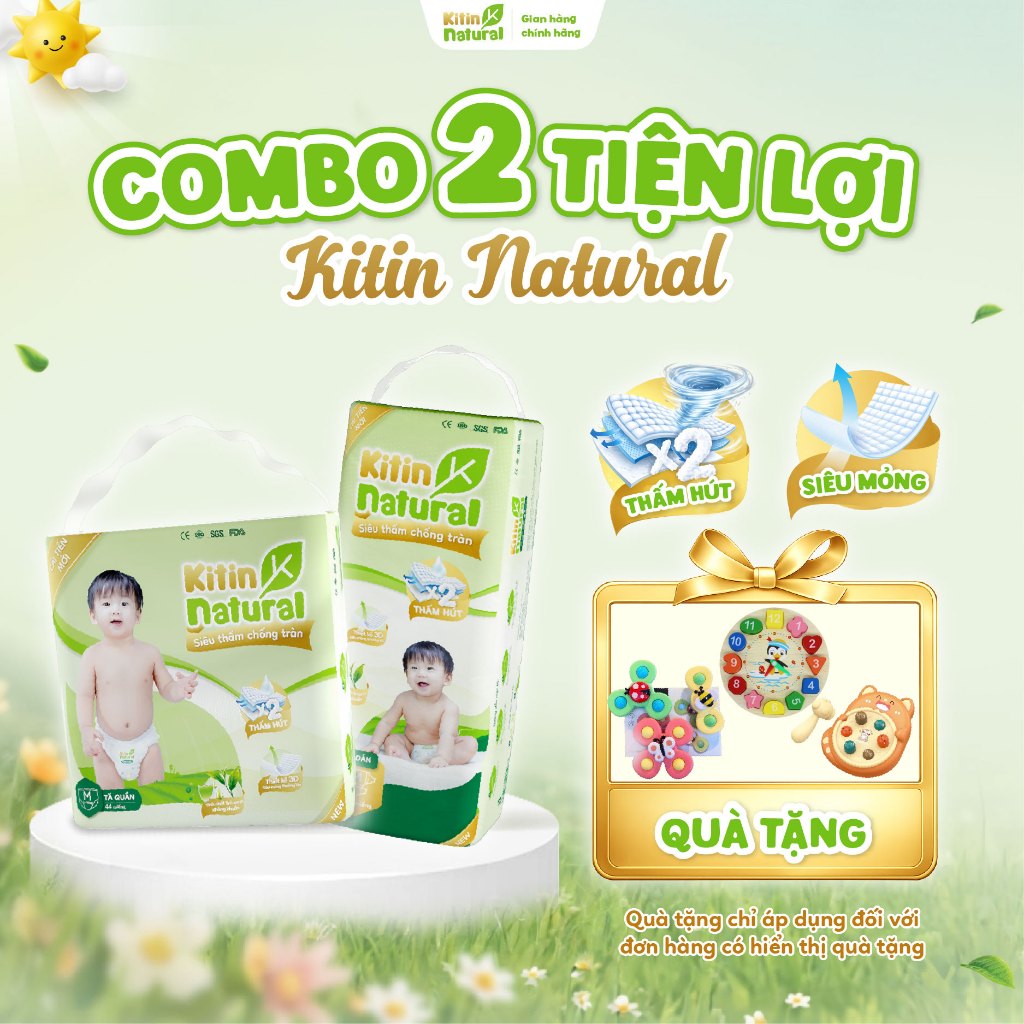 [TẶNG QUÀ] Combo 2 Bịch Tã/Bỉm KITIN NATURAL Siêu Mỏng Thoáng 1.8mm ...