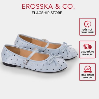 [EROSSKA] - Giày búp bê chấm bi nơ mảnh màu xanh pastel style Hàn Quốc cao 1cm - EL130