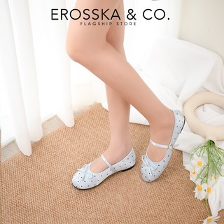 [EROSSKA] - Giày búp bê chấm bi nơ mảnh màu xanh pastel style Hàn Quốc cao 1cm - EL130