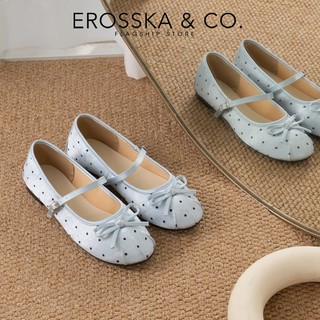 [EROSSKA] - Giày búp bê chấm bi nơ mảnh màu xanh pastel style Hàn Quốc cao 1cm - EL130