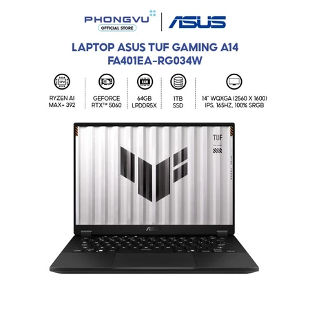 Laptop Gaming Asus TUF A14 FA401EA-RG034W (Ryzen AI MAX+ 392/ 64GB/ 1TB/ Windows 11 Home) - Bảo hành 24 tháng