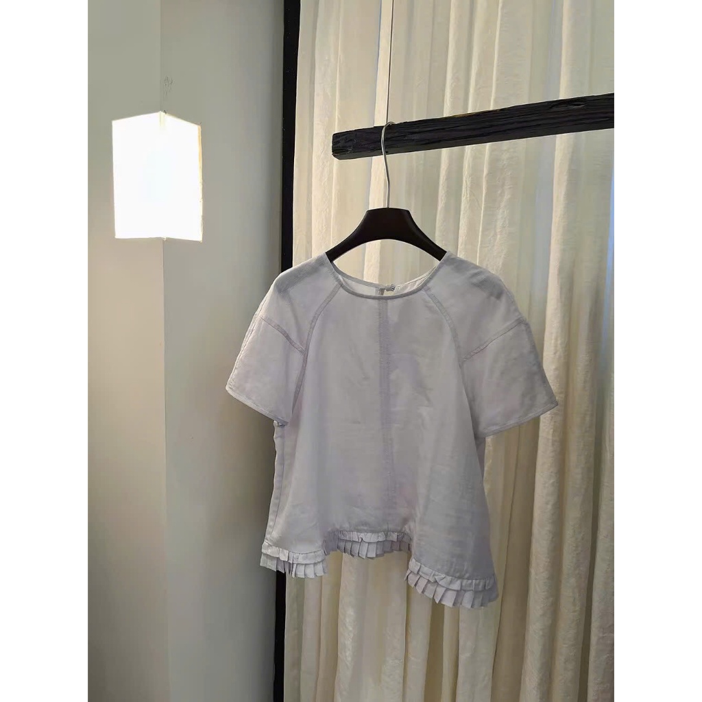 𝗕𝗲𝗯𝗶 -Áo Linen xếp li basic