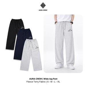 QUẦN NỈ ỐNG RỘNG THÊU HOẠ TIẾT KHÔNG XÙ LÔNG Aura Crew unisex - FORM RỘNG, Vải nỉ chân cua CAO CẤP, thoải mái