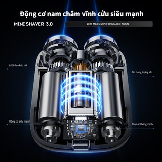Máy Cạo Râu Mini VTT Nhỏ Gọn Đút Túi Du Lịch - Động Cơ Đức Siêu Êm Không Đau Rát, Chống Nước IPX7 Cao Cấp RA10-2D