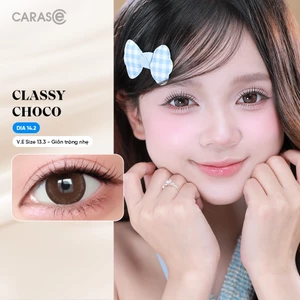 Kính áp tròng khoá ẩm 8H 3 Tháng Màu Nâu Gỗ Tự Nhiên CARASE, Lens cận Classy Choco