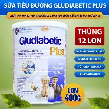 [Thùng 12 Lon 400G] Sữa bột cho người tiểu đường GLUDIABETIC PLUS FOTECPHAM, bổ sung dinh dưỡng cho người tiểu đường