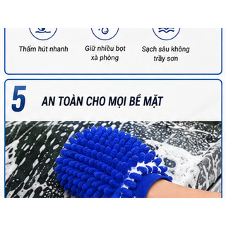 Găng Tay Rửa Xe Microfiber Siêu Thấm Hút – Bao Tay Lau Xe Chuyên Dụng Không Trầy Xước Sơn Xe
